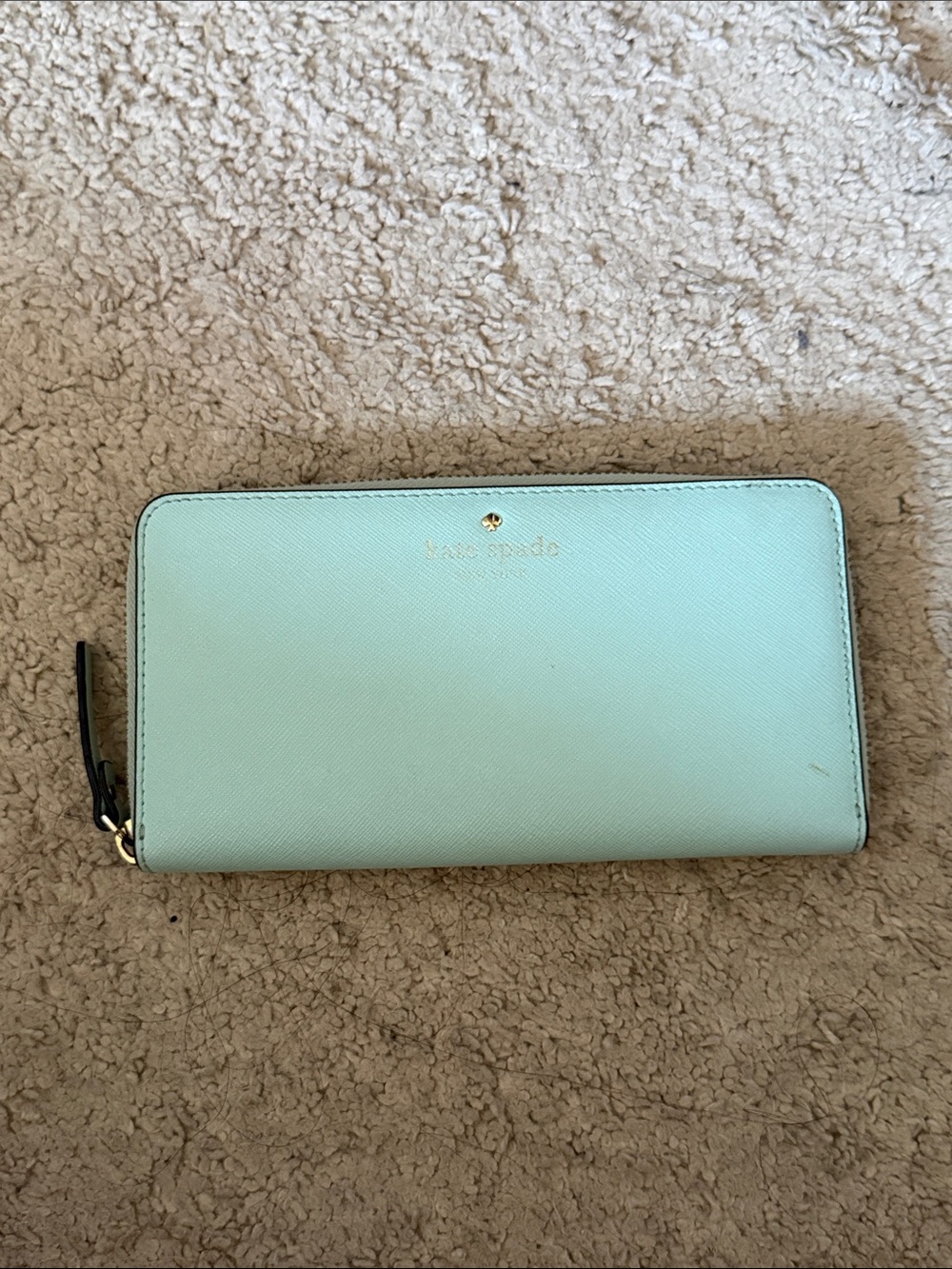 kate spade pastel mint zip-around continental wallet